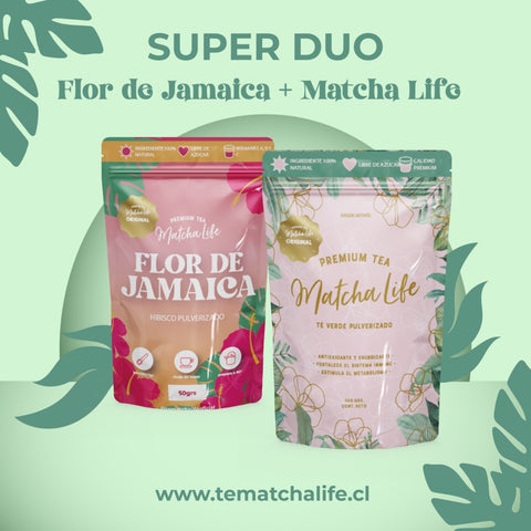 Te MATCHA 100gr +Flor de jamaica en polvo 50gr +  cuchara de regalo