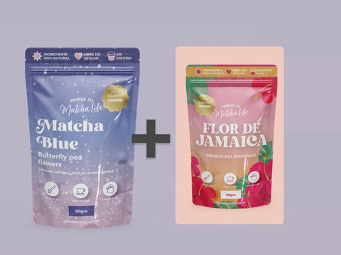 MATCHA blue 50gr + flor de jamaica polvo 50gr