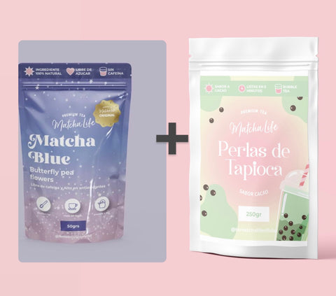 MATCHA Blue 50gr + tapioca instantánea 5 minutos cacao