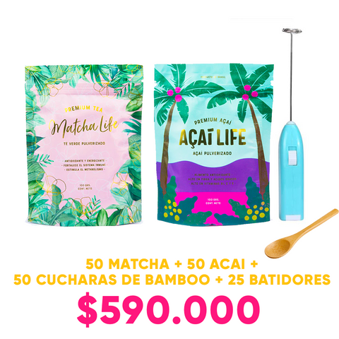 50 Matcha + 50 Acai + 50 Cucharas de regalo