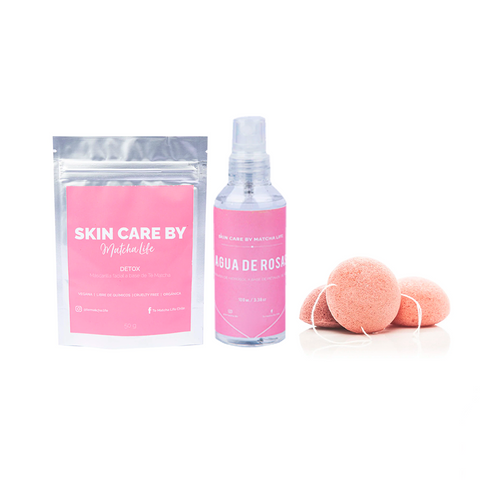 Skincare + Agua de Rosas + Esponja Konjac