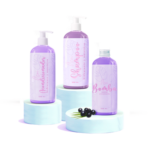 Kit Capilar Shampoo + Acondicionador + Bomba Acai